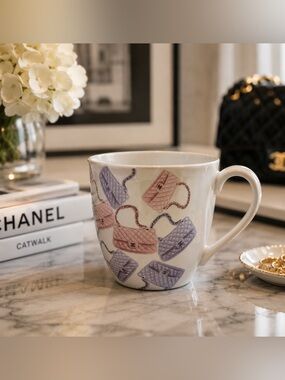 NEW Fig & Fern Handbag Print Mug | Pink & Lavender Fashion-Inspired Coffee Cup